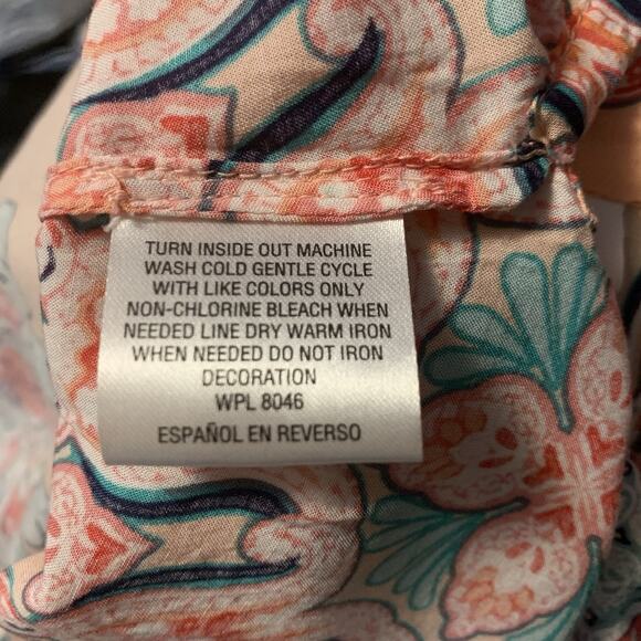 Charter Club Floral Tunic Top – Size Medium – NWT Boho Beaded Rayon Peach Coral - Picture 8 of 8